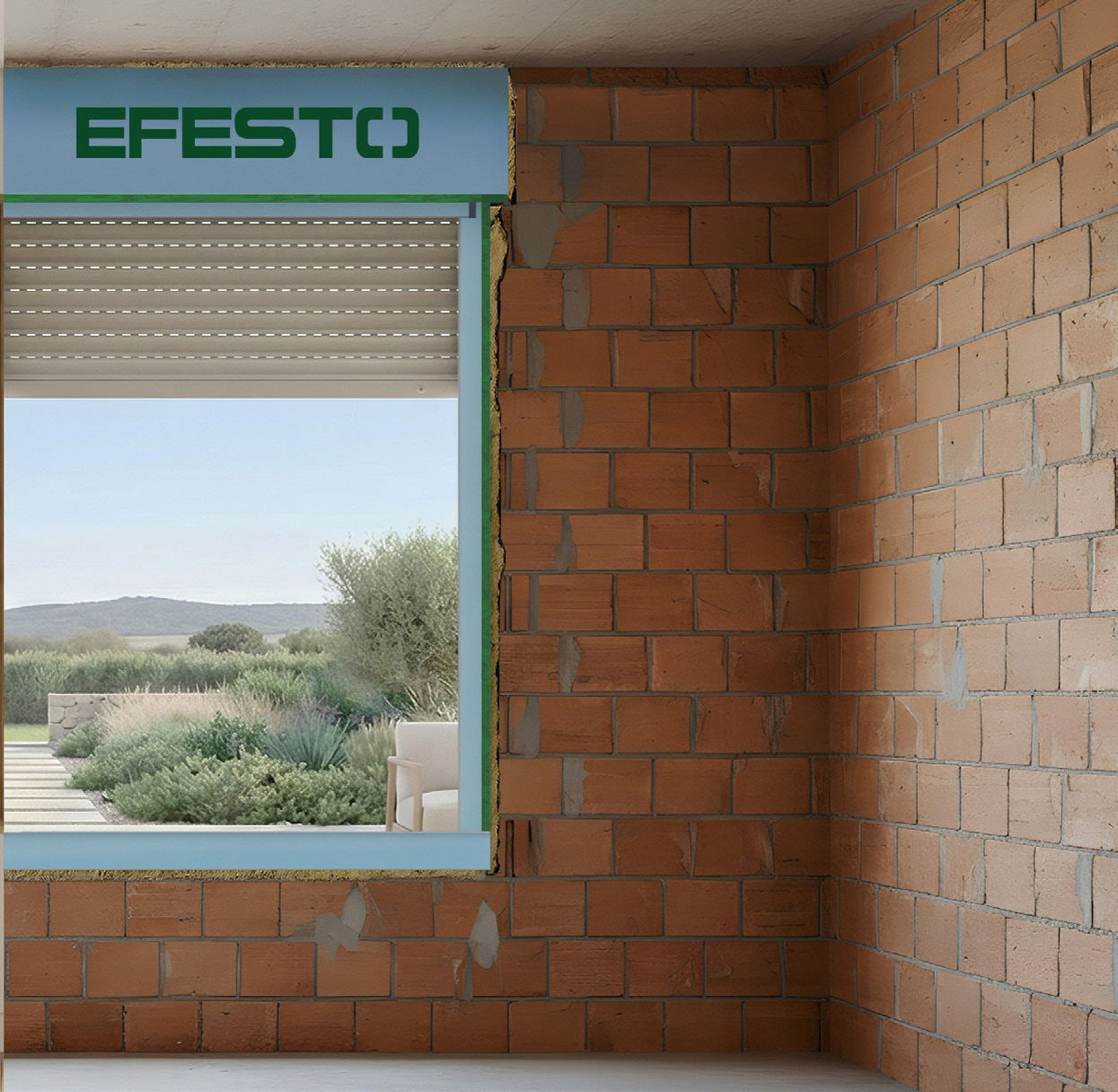 Monoblocco EFESTO installato nel foro finestra in cantiere